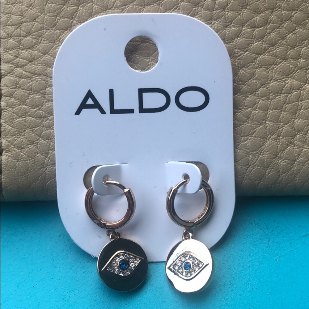 Aldo Evil eye gold tone dangle earrings